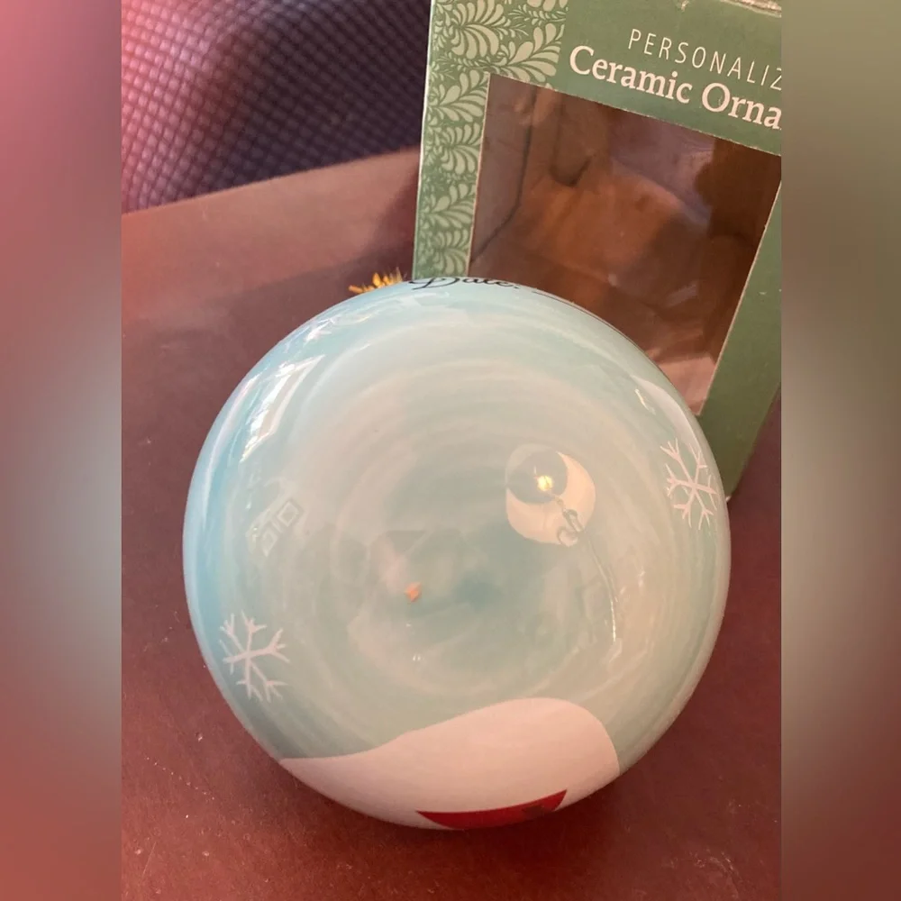 Personalizable Ceramic Snowman Christmas Ornament Holiday